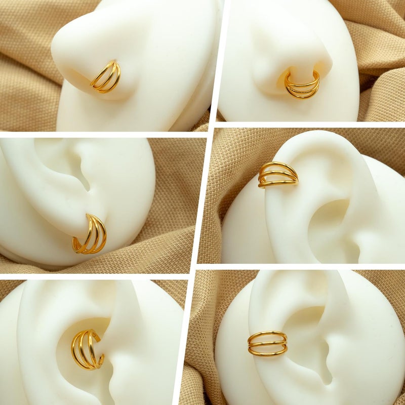 FUNLMO Store 316L Surgical Steel Nose Hoop Septum Conch Piercing Jewelry Cartilage Daith Helix Tragus Rook Lobe Earring Triple/Double Nose Lip Ring 20G 18G 16G - Image 5